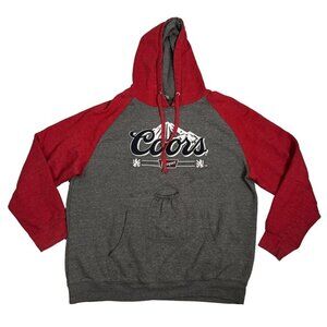 Brew City Men's hoodie Coors XL gray red beer pocket cotton poly blend